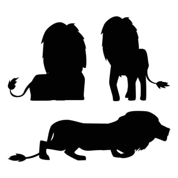 Silhouette of a Lion Roaring on a Savannah at Sunset vector