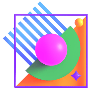 Retro Futuristic Neon Abstract Square 3D Render png