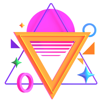 Retro Futuristic Illuminated Triangle Platform with Podium 3D Render png
