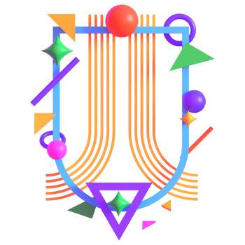 Retro Futuristic Neon Rainbow Arch 3D Render png