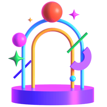 Retro Futuristic Neon Archway of Colors Podium 3D Render png