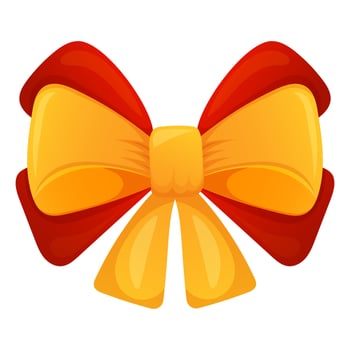 Bow with ribbon isolated on white. Cartoon bowknot festive decoration element. vector