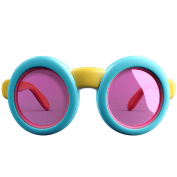 Colorful round sunglasses with vibrant frames and lenses, perfect for summer style. png