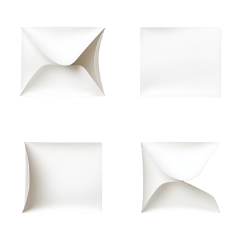 Four artistic views of blank paper envelopes for creative design projects. png