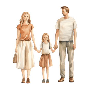 Happy Family Watercolor Painting of Mother Father and Daughter png
