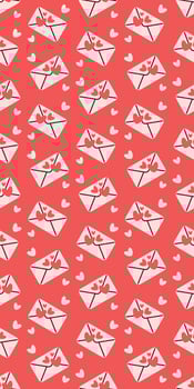 Charming Love Letter Pattern with Hearts on Coral Red Valentines Day seamless pattern Vertical social media stories reels design element, 14 February and anniversary. Vertical poster vector