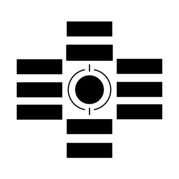 A black and white cross with a circle in the middle vector