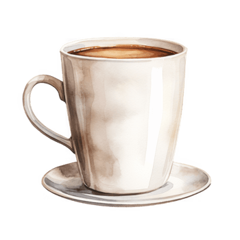 Watercolor Painting Of A Coffee Mug On A Saucer png