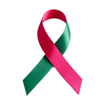 Symbolic Awareness Ribbon in Teal and Pink png