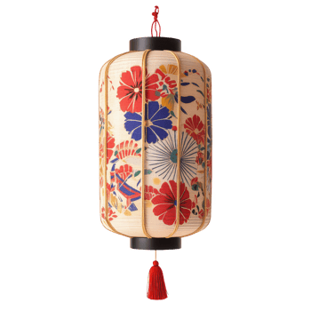 A vibrant, floral-patterned paper lantern adding beauty to any space. png