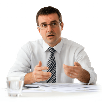 Businessman discussing important strategies during a meeting. png