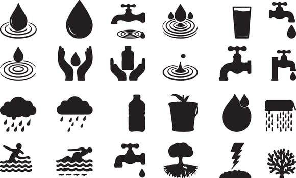 Water and rain icons set illustration vector
