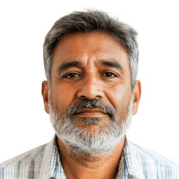 A mature man with a beard and a calm expression, showcasing wisdom and experience. png
