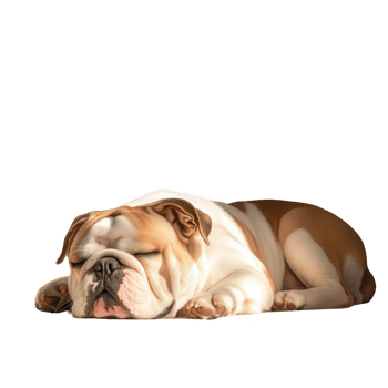 A sleepy bulldog resting peacefully on a sunny day, embodying tranquility and comfort. png