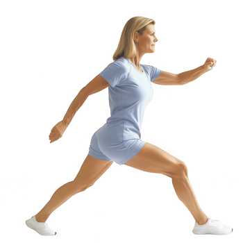 A woman running in a light blue outfit, showcasing fitness and determination. png