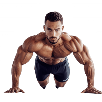 Fit man doing push-ups to build strength and improve fitness levels. png