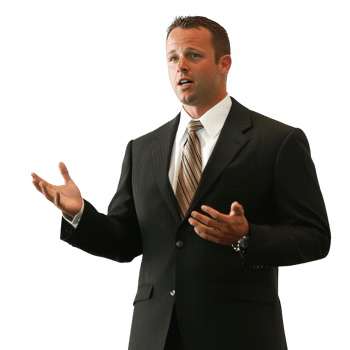 Confident businessman presenting ideas in a professional setting. png