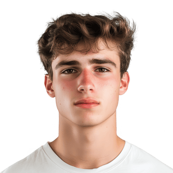 A thoughtful young man gazing directly at the camera with a serious expression. png