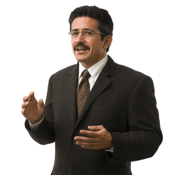 Professional man discussing ideas with confidence and enthusiasm in a business setting. png
