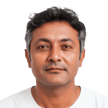 A thoughtful man with graying hair looking directly at the camera. png
