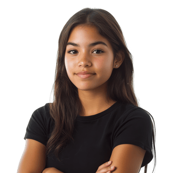 Confident young woman posing with a friendly smile and crossed arms. png