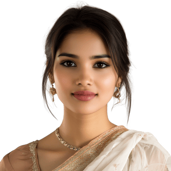 Portrait of a woman wearing traditional attire, exuding grace and elegance. png