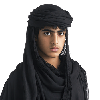 Portrait of a young man in traditional attire, showcasing rich cultural heritage. png