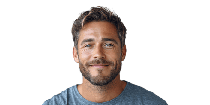 Smiling Bearded Man Isolated on Transparent Background png