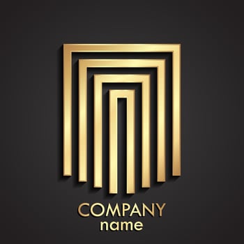 3d golden linear shape geometric square logo vector