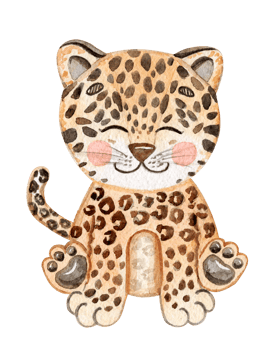 Watercolor baby leopard isolated png