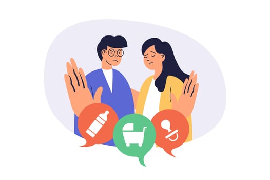 Childfree by choice web concept with flat cartoon people for website design. vector