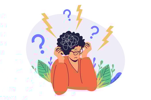 Mental health problem web concept with flat cartoon people for website design. vector