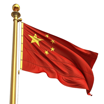 China Flag waving on flag pole Transparent background png