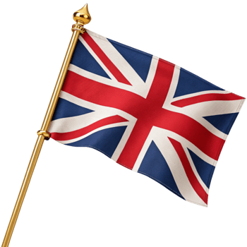 Uk Flag on flagpole Transparent background png