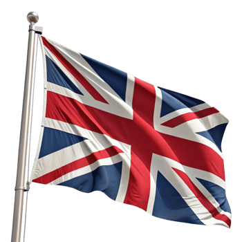 Uk Flag Waving on flagpole Transparent background png