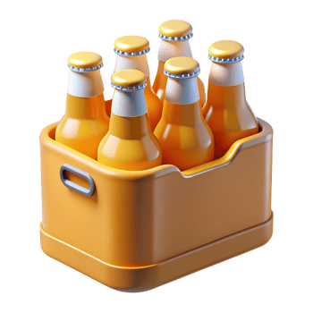 Crate of beer bottles 3d illustration isolated on the transparent background png
