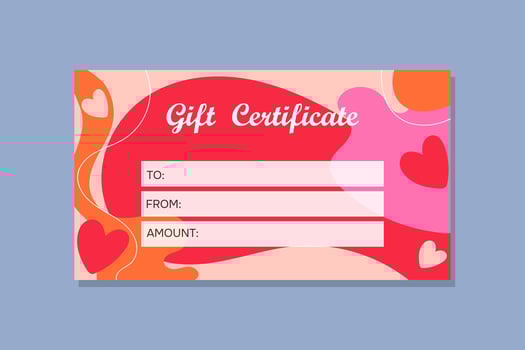 Gift certificate template with hearts background in abstract style. Gift voucher with creative hearts. vector