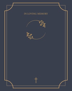 Funeral card. Empty card with gold frame. vector