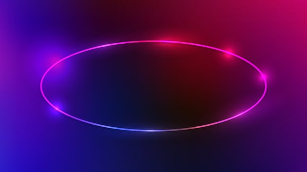 Neon oval frame with shining effects vector