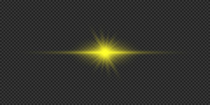 Yellow horizontal light effect of lens flares vector