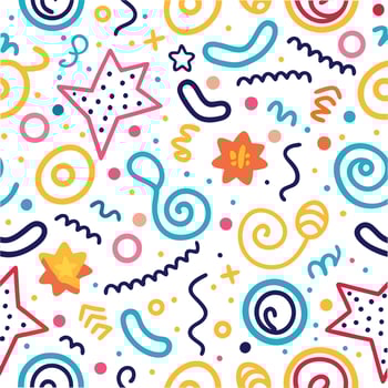 seamless pattern with colorful shapes and stars vector