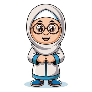 muslim girl cartoon illustration vector