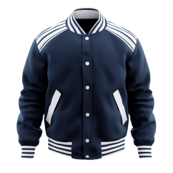 Navy blue, white, baseball jacket, pinstripe isolate on transparent background png