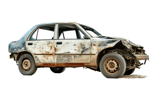 damaged car, on transparent background png