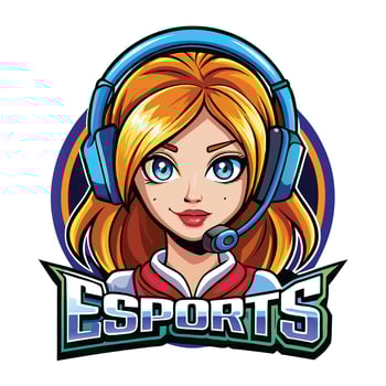 esports girl logo design vector