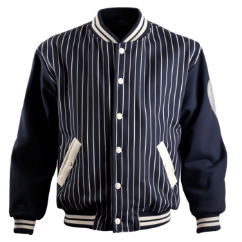 Navy blue, white, baseball jacket, pinstripe isolate on transparent background png