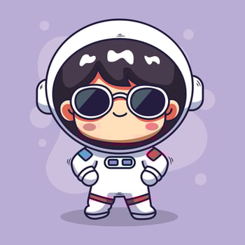 astronaut boy with glasses and space suit illustration vector