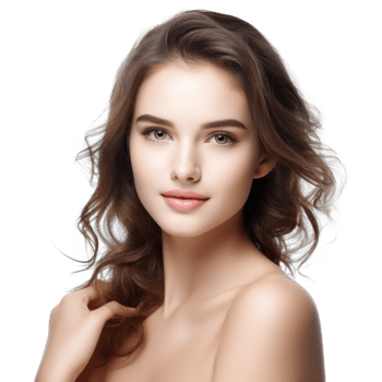 Beautiful young woman with healthy face, isolated on transparent background png