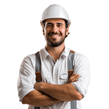 Crossed arms and smiling white background used in advertising is a virtual isolate on transparent on png