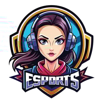 esports girl avatar with headphones, illustration vector